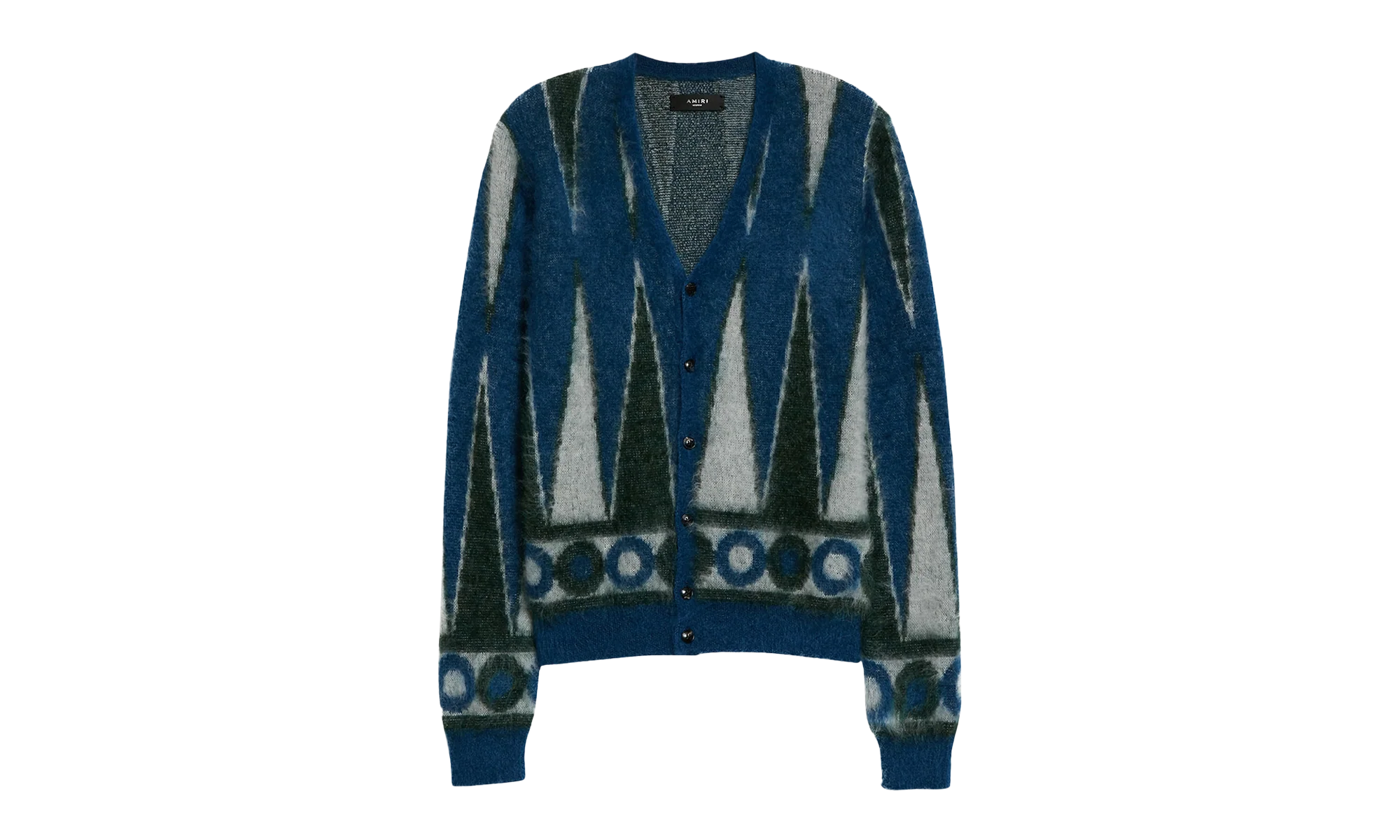Backgammon Mohair-Blend Cardigan "Green / White" MKC008 344