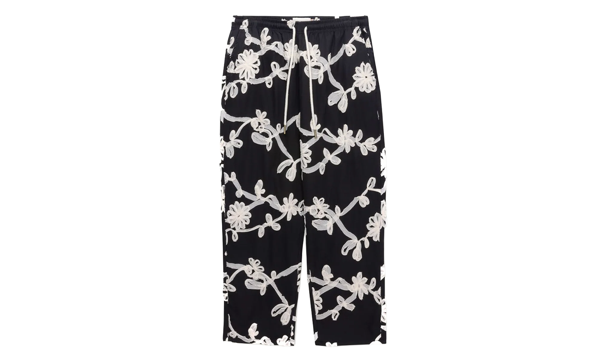 Floral Ribbon Ankle Pants "Black" HTG260126 BLK