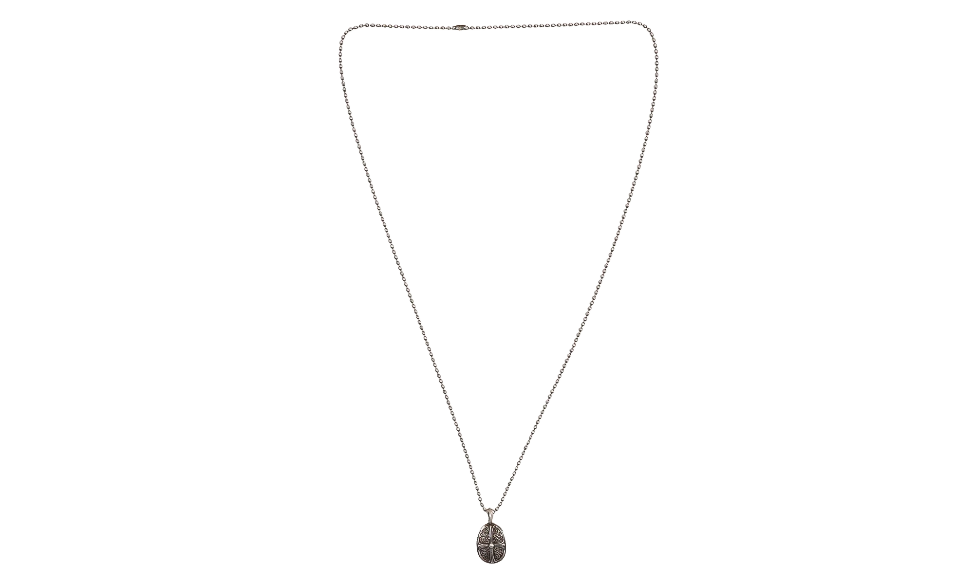 Oval Cross Pendant with Ball Chain "Silver" CHRM1135