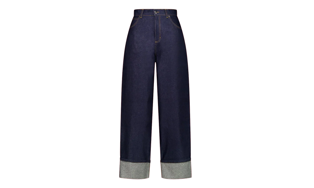 Navy Knitted Pocket Loose Fit Jeans "Blue" 52040201