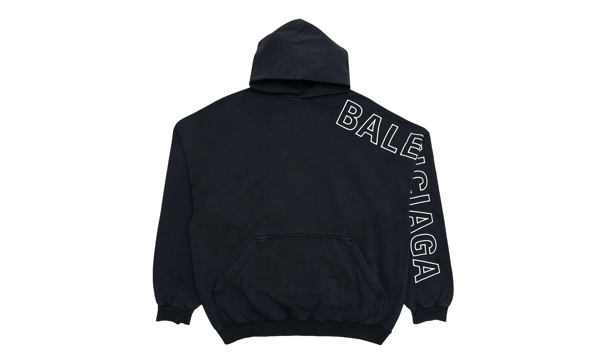 Embroidered Outline Logo Hooded Sweatshirt "Washed Black White" 739024 TOVV2 9034
