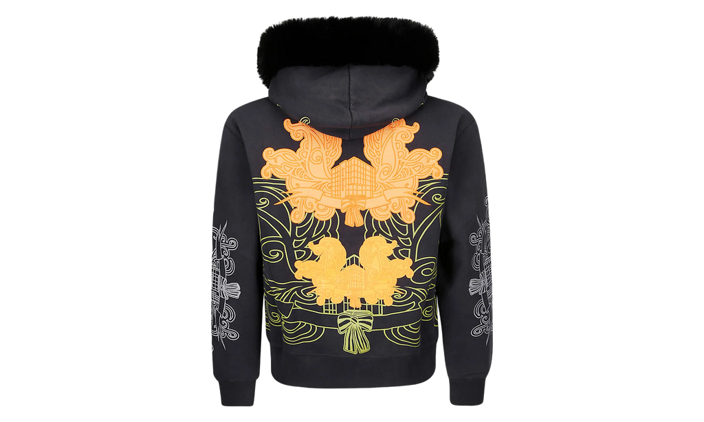 Faux Fur-Trimmed Embroidered Zip-Up "Black" BI0204900