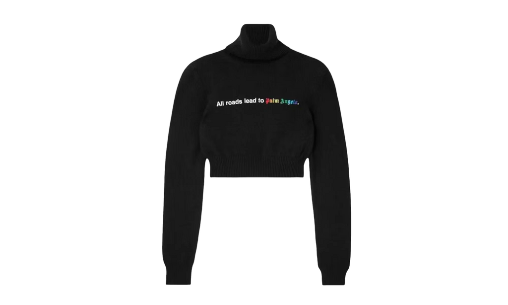 All Roads Cropped Turtleneck Sweater "Black" PWHF024F23KNI002