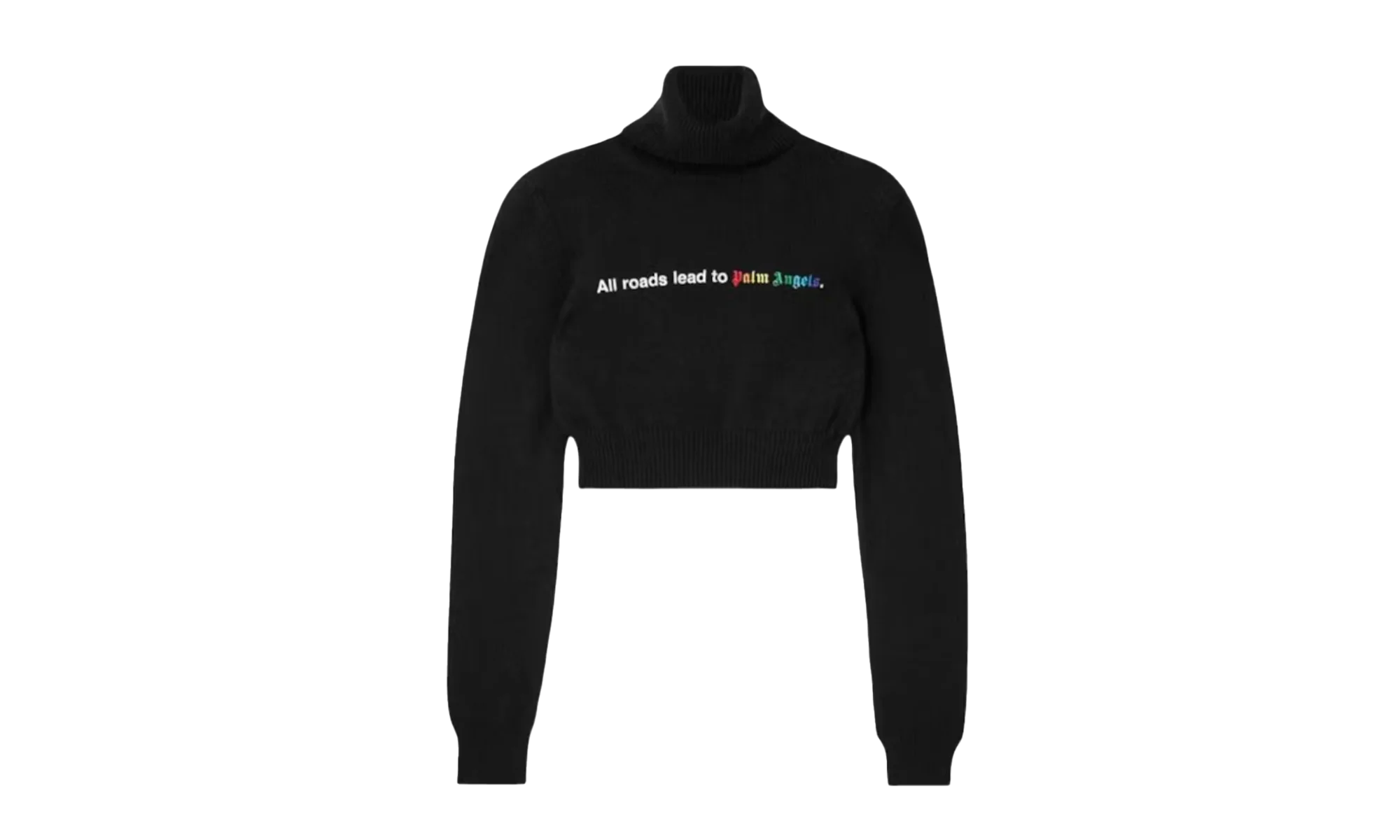 All Roads Cropped Turtleneck Sweater "Black" PWHF024F23KNI002