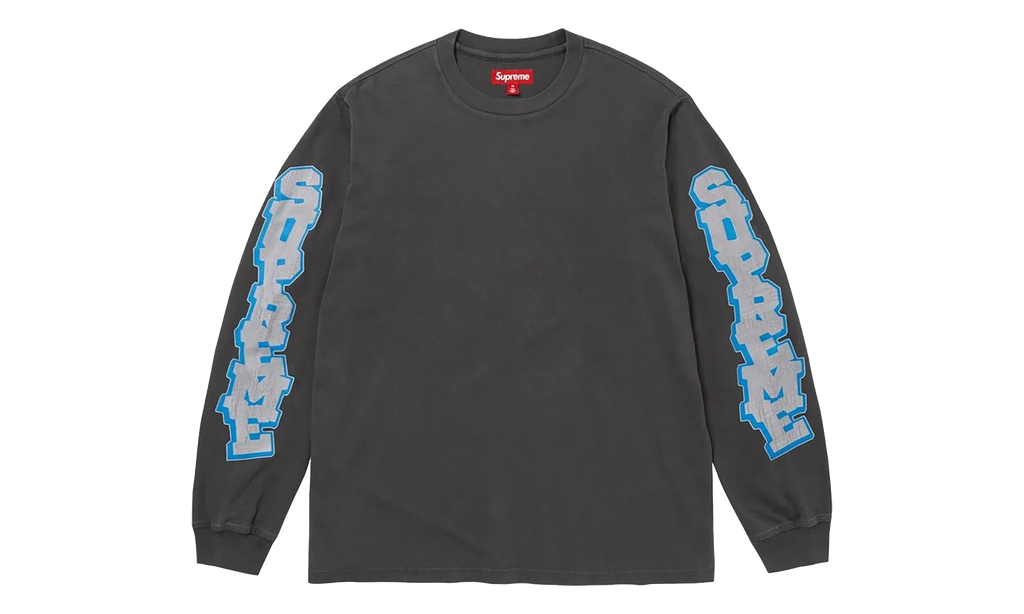 Cracked Sleeve Long Sleeves Top "SS26 - Washed Black" SU27435