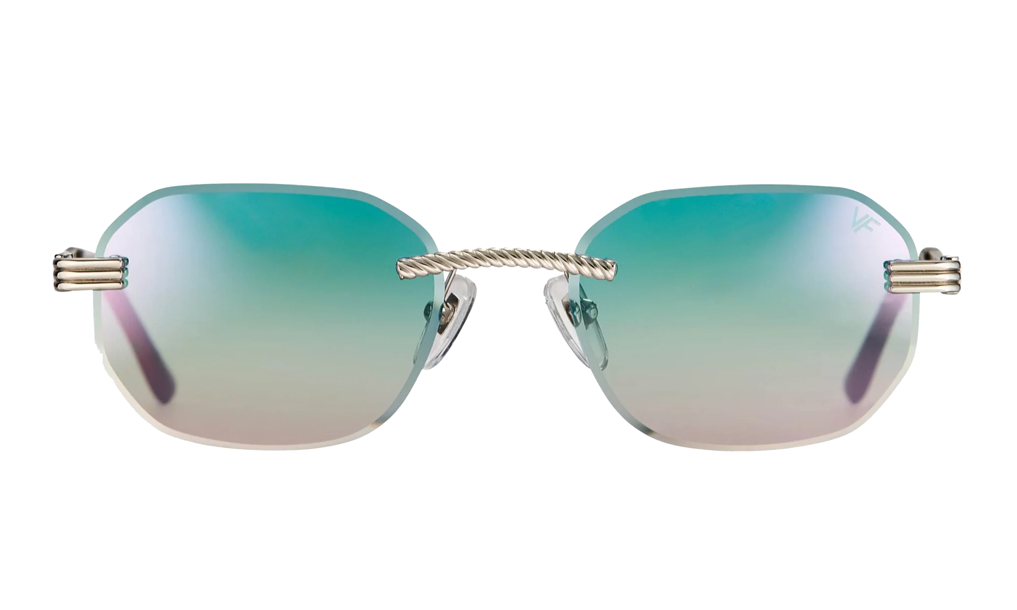 Hustler Rimless Drill Mount 24KT "White Gold / Blue / Pink Multi Flash" DMHU2 0049 44D1