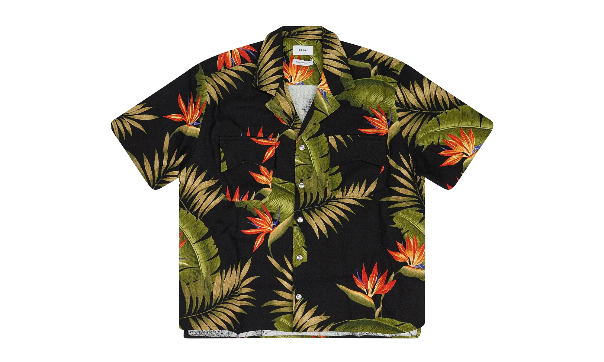 Snap Hawaiian Button-down Shirt "Black" RHD-MTPS-0095