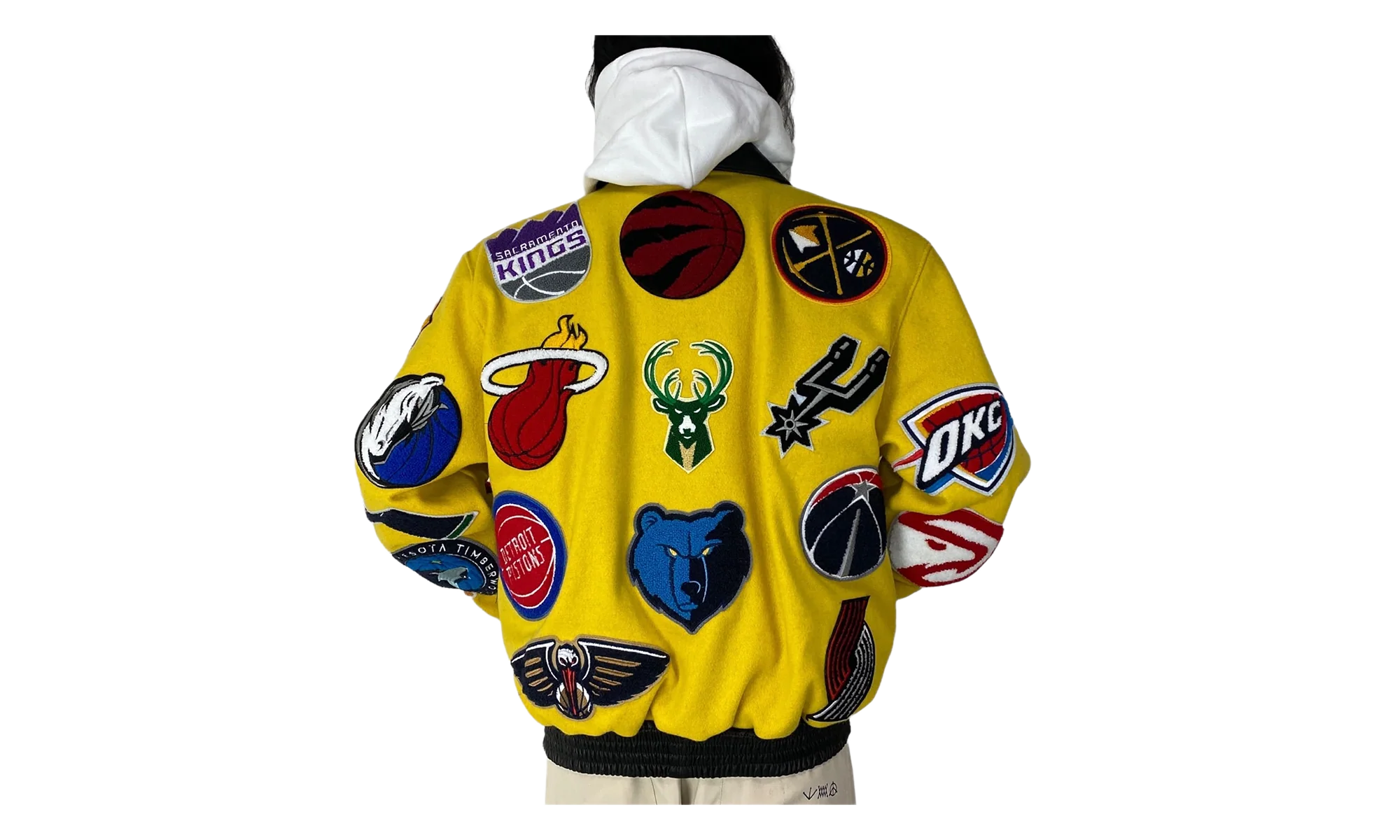 NBA Collage Wool & Leather Jacket "Yellow" NBA 101 YEL