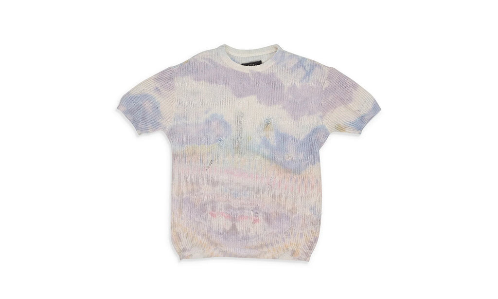 Tie Dye Knit Short Sleeve Shirt "Purple" MULTICOLOR_TIE_DYE_KNIT