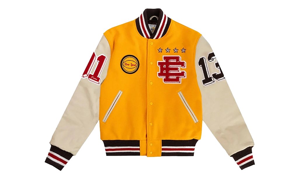 EE VARSITY LETTERMAN WOOL/LEATHER JACKET "Yellow/Red" EE829