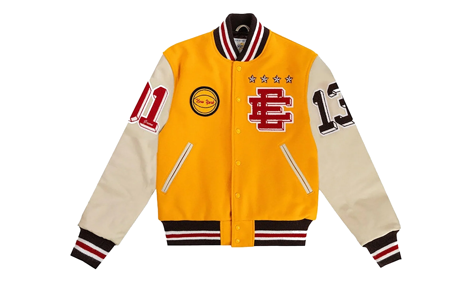 EE VARSITY LETTERMAN WOOL/LEATHER JACKET "Yellow/Red" EE829