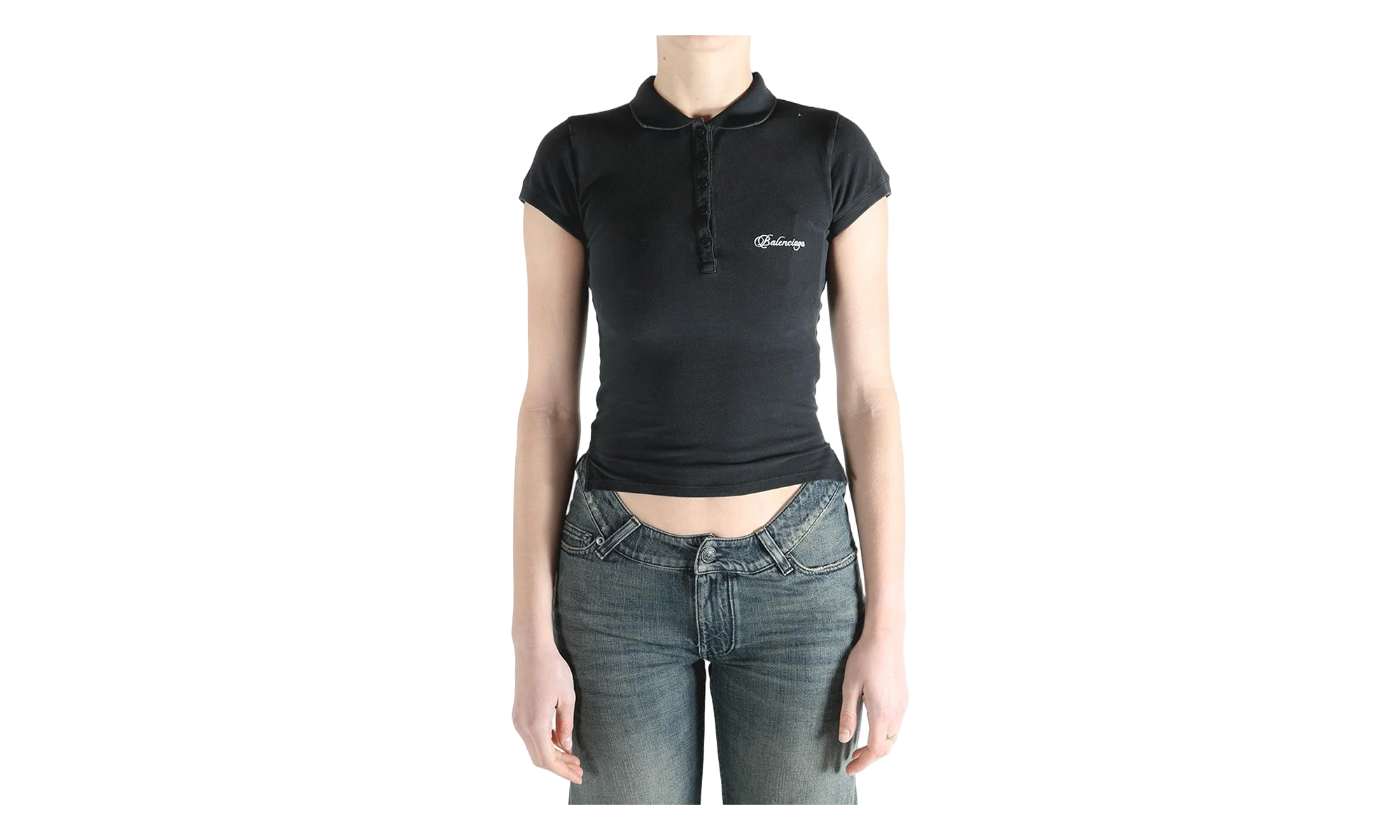 Cropped Polo T-Shirt WMNS "Washed Black" 850360 TTVM9 6552