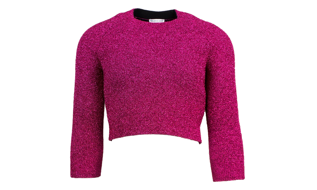 Cropped Crewneck Sweater "Pink Metallic" 482209 T6092 4407