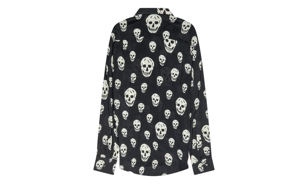 All Over Skulls Button Down Shirt "Black / Ivory" AM004