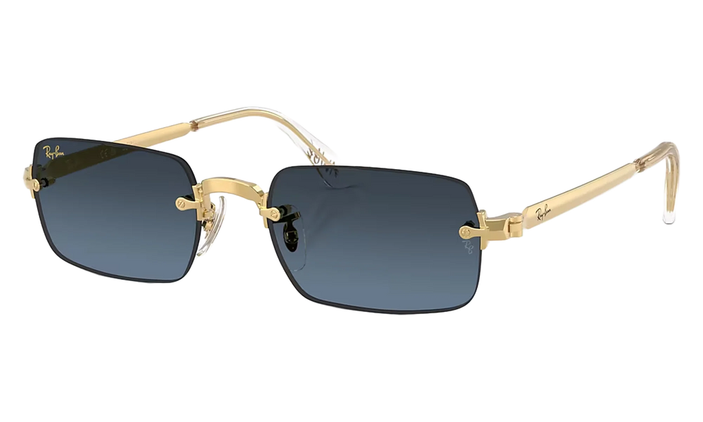A$AP Rocky x Ray-Ban Rimless Square Glasses "Polished Arista Gold - Blue Gradient Dark Grey" 0RB3928 001/S2