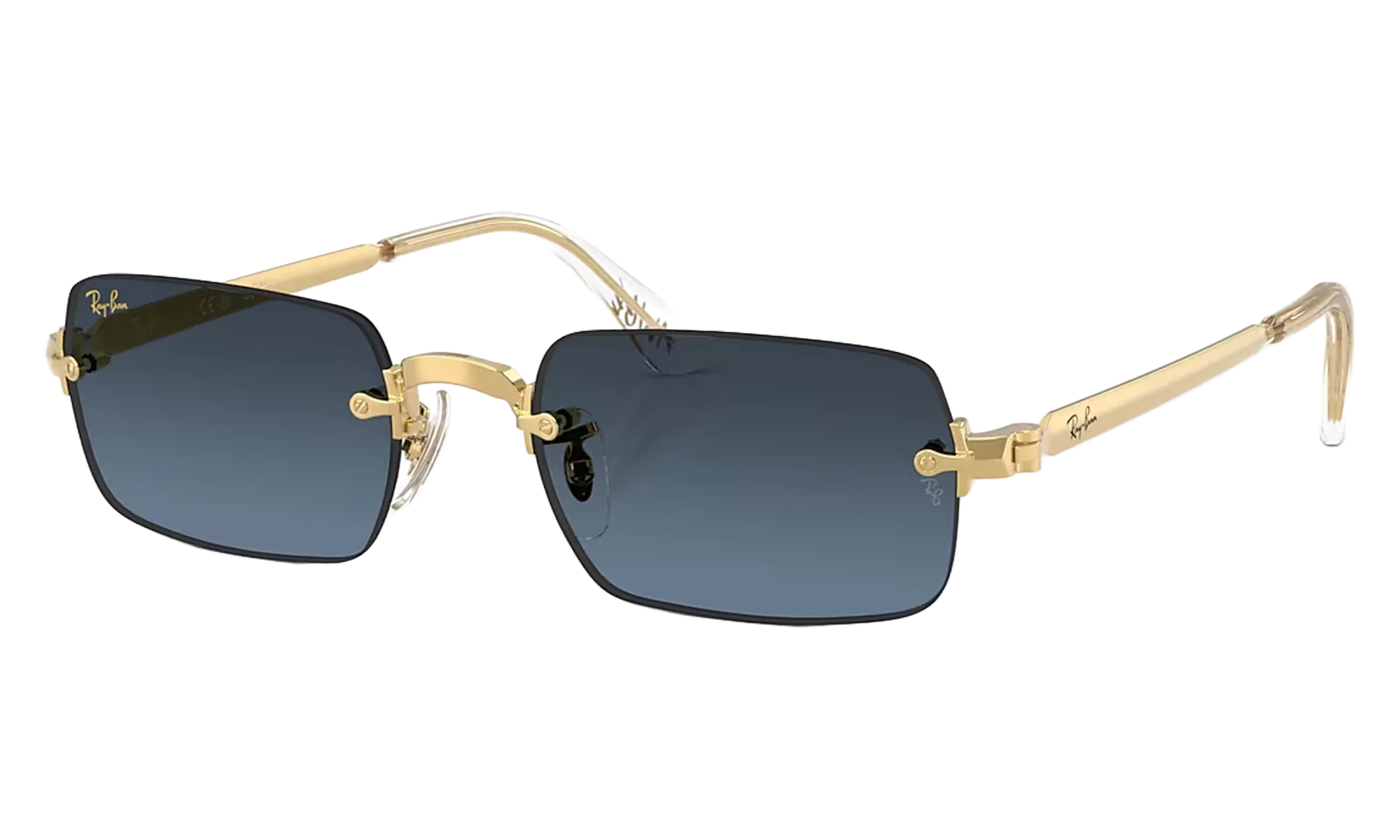A$AP Rocky x Ray-Ban Rimless Square Glasses "Polished Arista Gold - Blue Gradient Dark Grey" 0RB3928 001/S2