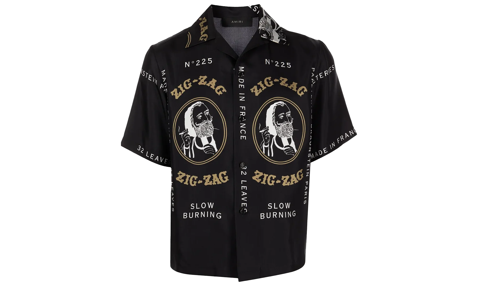 Zig Zag Rolling Paper Button Down Shirt "Black" SS22MSS012_Black