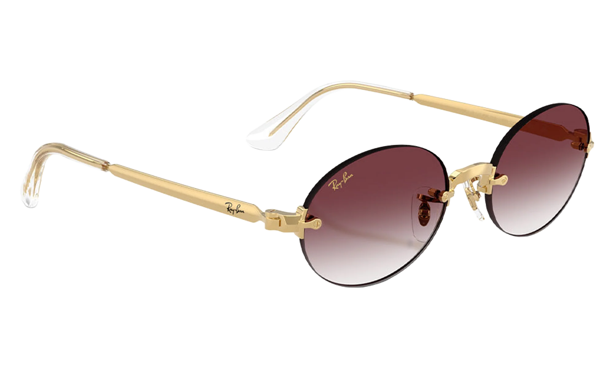Ray-Ban Rimless "A$AP Rocky - Polished Arista Gold with Clear Gradient Dark Violet Lens" RB3929 001 8H