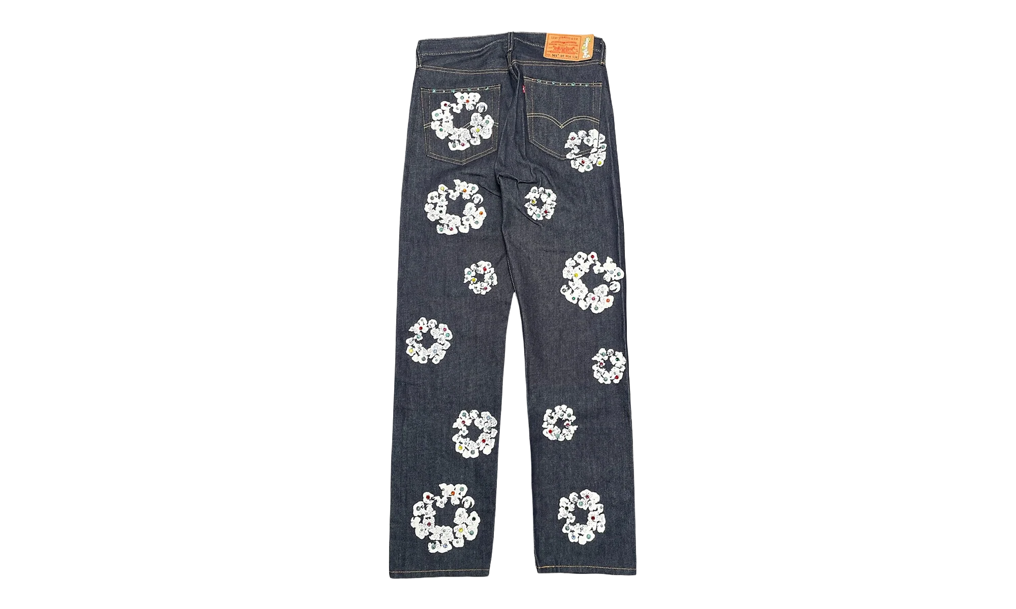 Levi's 501 Rhinestone Cotton Wreath Logo Jeans "Selvedge - Indigo / White" DT295