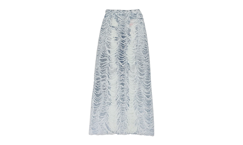DENIM SHREDDED LONG SKIRT BLUE "Blue" A139350BNCG8NY