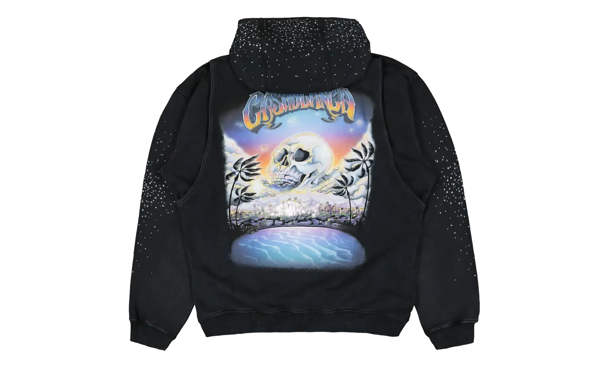 La Prémonition Crystal Embellished Zip Hooded Sweatshirt "Black" MS25 JTP 343 01