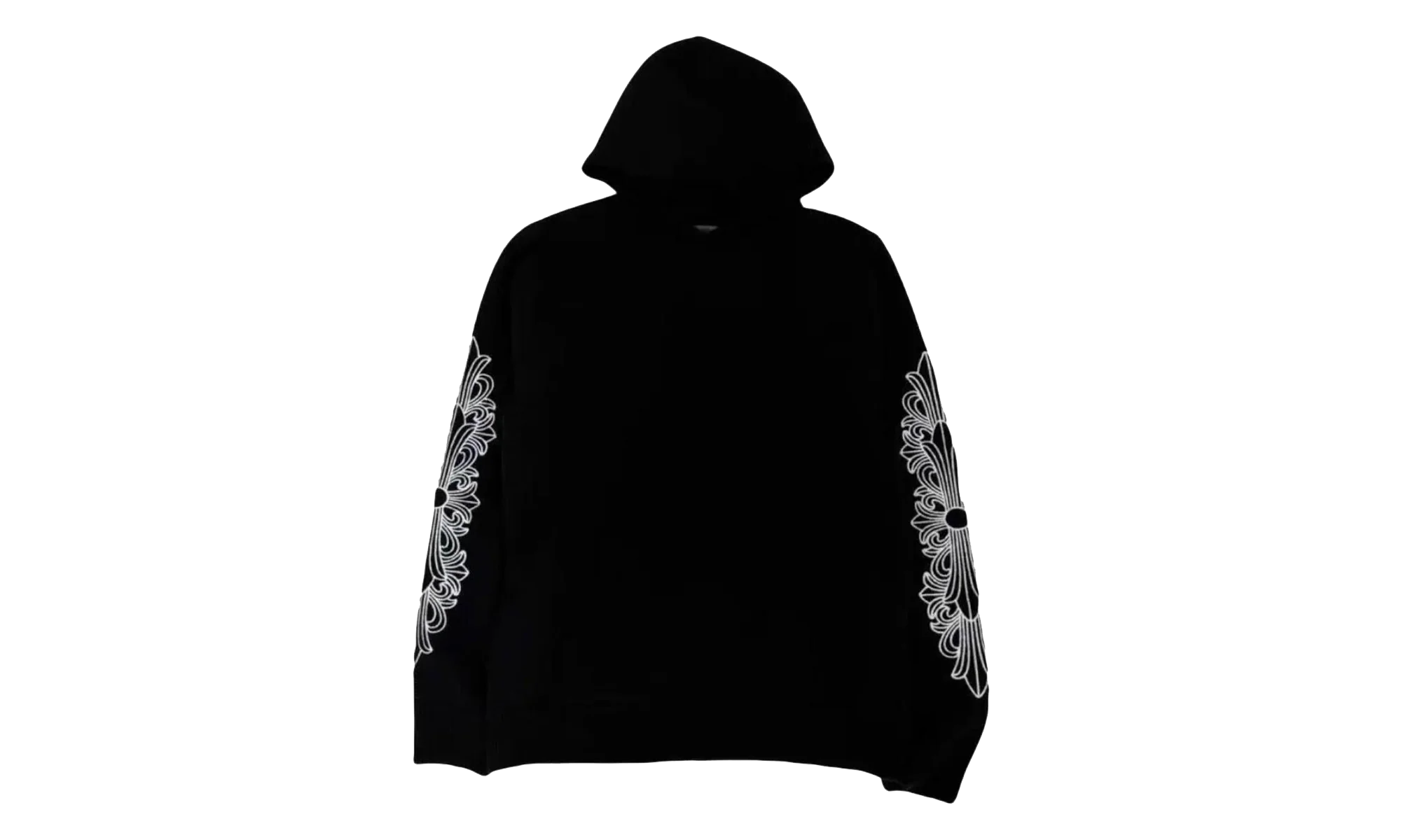 Cashmere Embroidered Floral Sleeve Pullover Hoodie "Black" CHRM1012