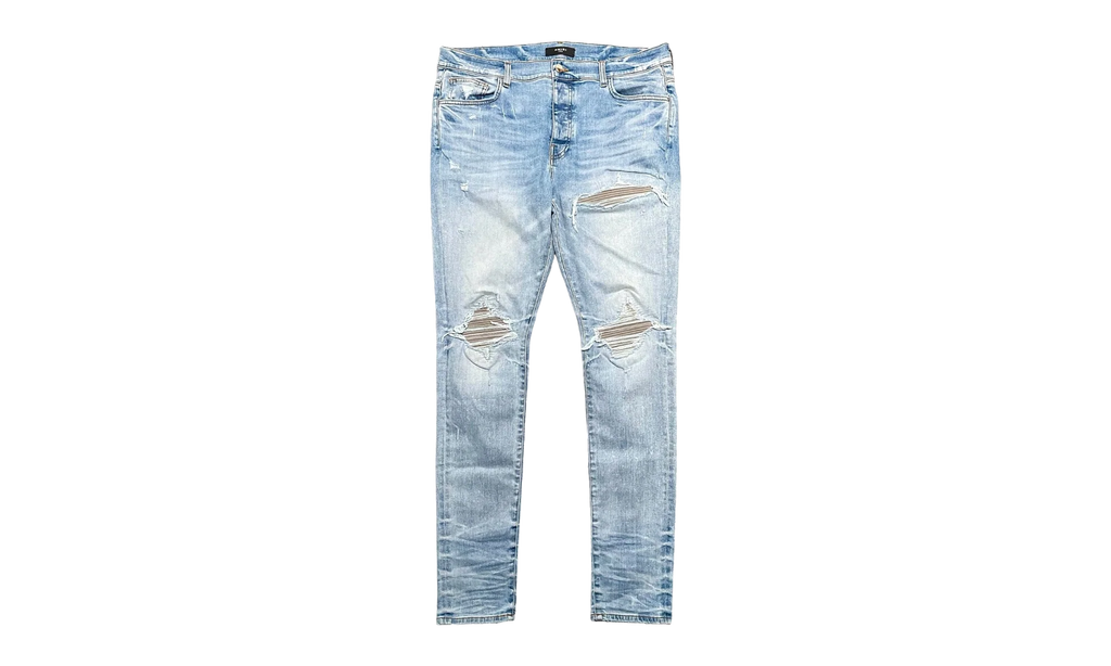MX1 Grey Suede Patch Jeans "Clay Indigo" AMGSPJCI