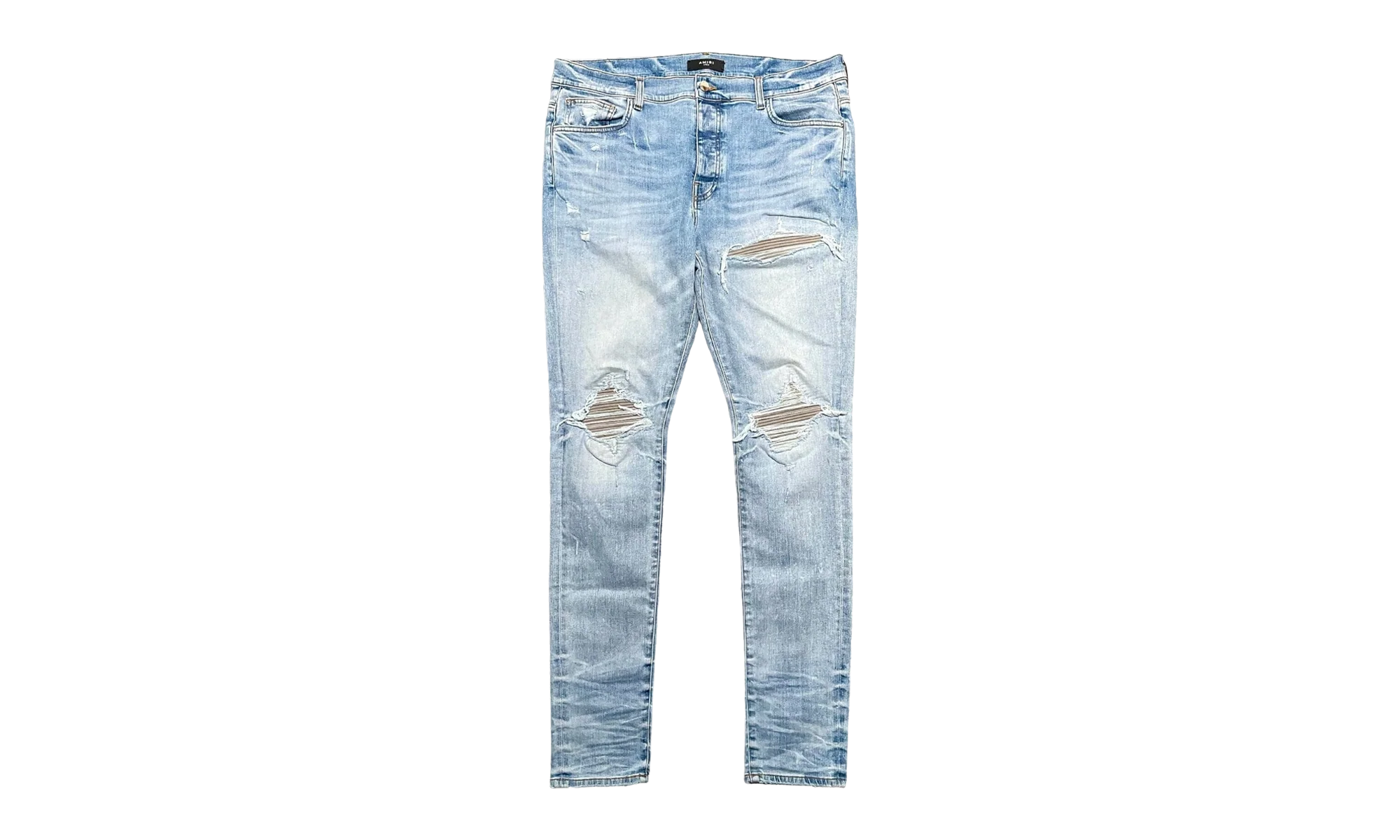MX1 Grey Suede Patch Jeans "Clay Indigo" AMGSPJCI