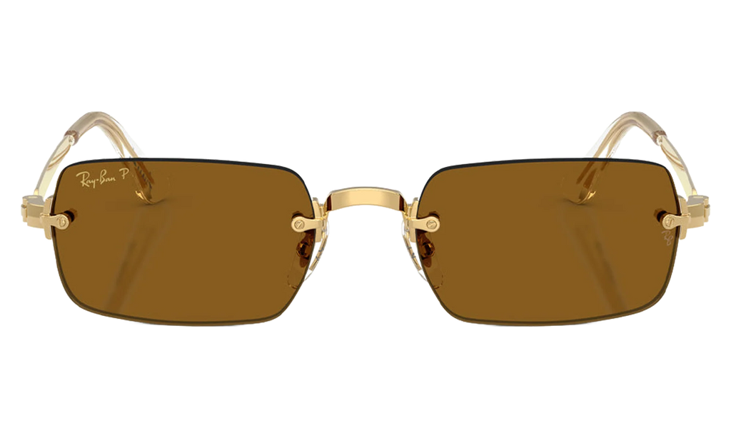 Ray-Ban Rimless "A$AP Rocky - Polished Arista Gold with Dark Brown Polarized Lens" RB3928 001 83