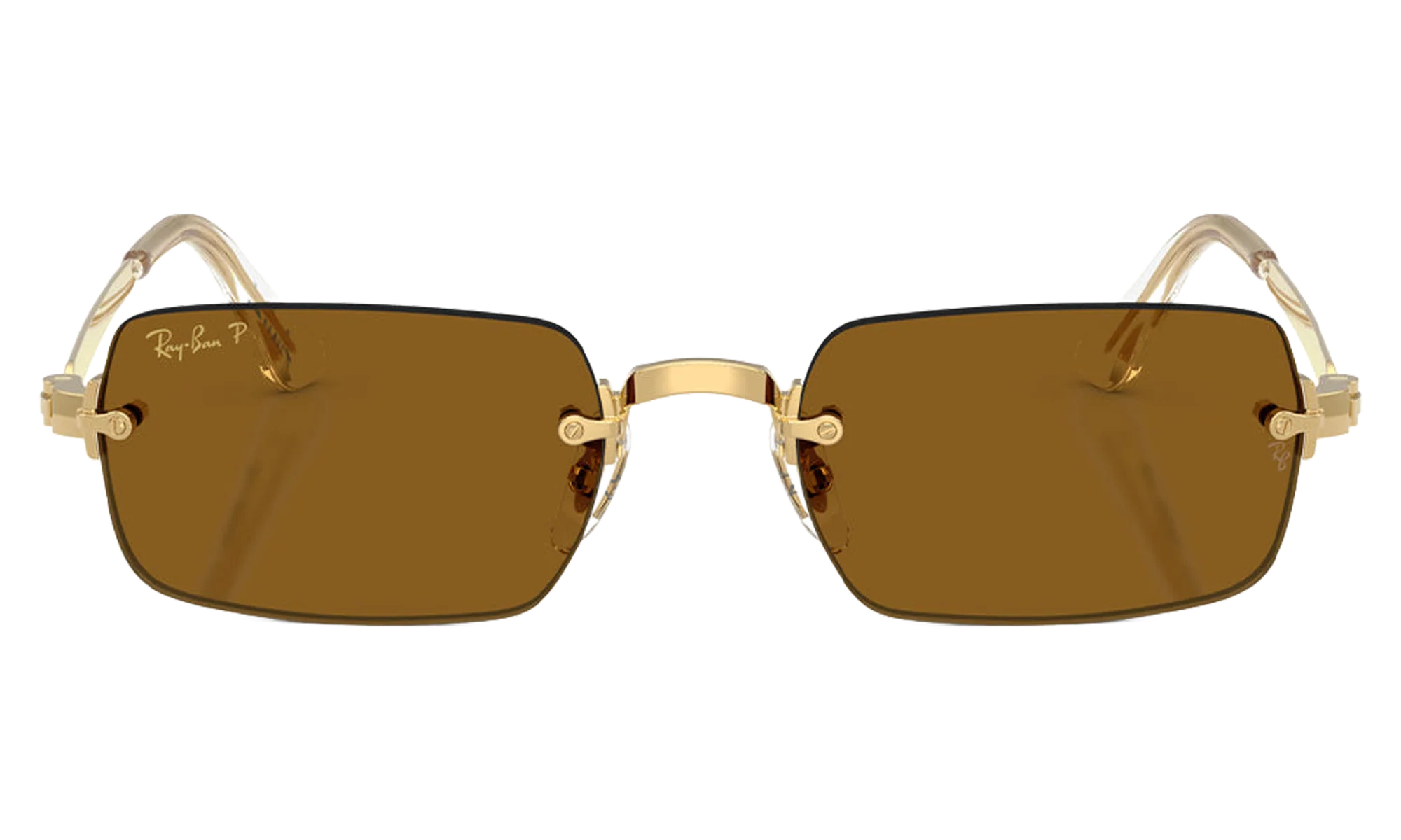 Ray-Ban Rimless "A$AP Rocky - Polished Arista Gold with Dark Brown Polarized Lens" RB3928 001 83