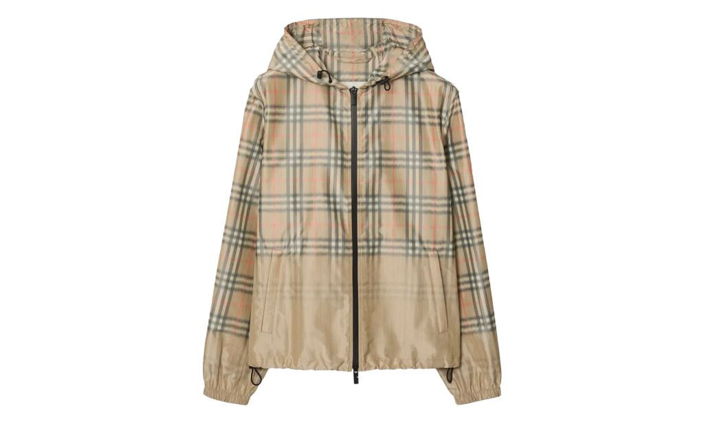 Gradient Check Hooded Jacket "Sand Beige" 8118831