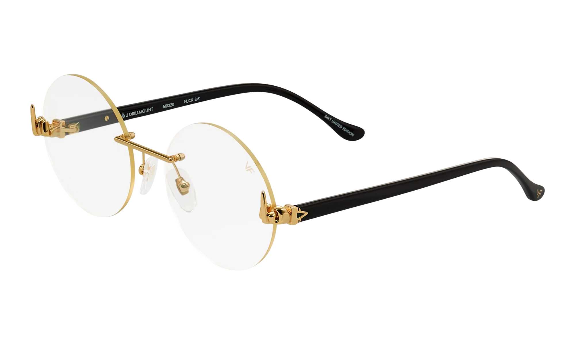 508 Rimless Drill Mount F.U. Edition 24KT "Yellow Gold / Black / Clear" DMMF2 0001 20T3