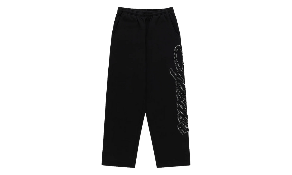 Rhinestone Script Wide Leg Sweatpants "Black" SP5der352