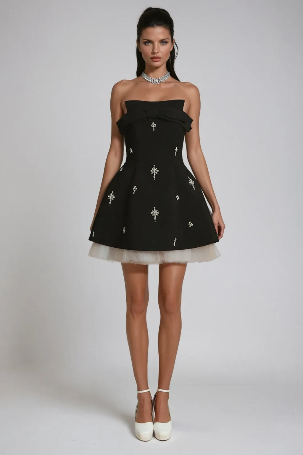 Noir Bowlight Mini Gown