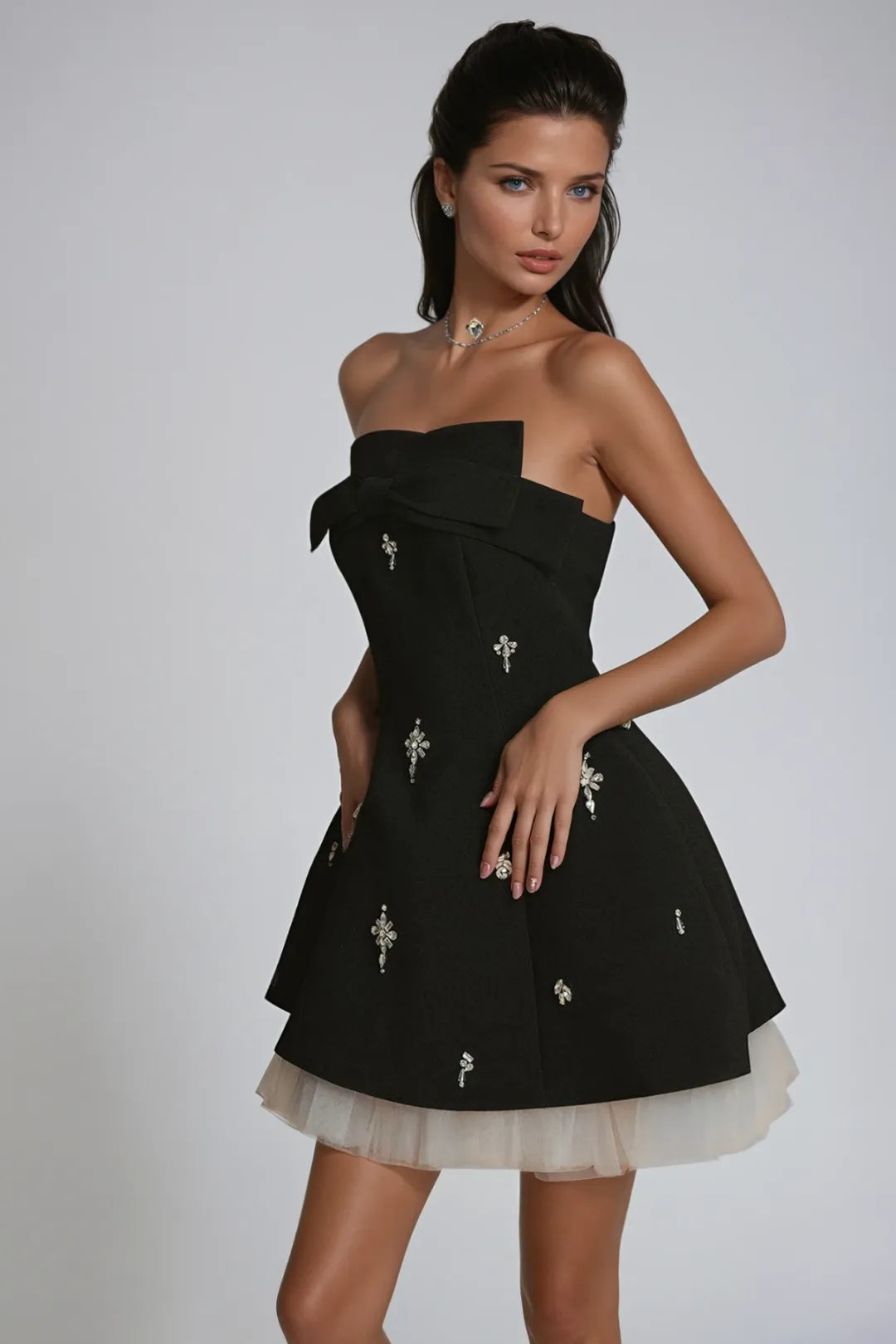 Noir Bowlight Mini Gown
