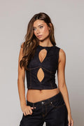 Navy Denim Crop Top