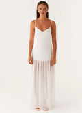 White Sheer Chiffon V Slip Maxi Dress