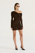Mocha Veil Mini Dress