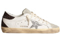 Golden Goose Super Star with silver star and brown glitter heel tab (Women’s)