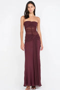 Plum Illusion Drape Gown