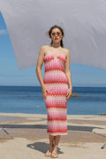 Pink Ombre Knit Halter Midi Dress