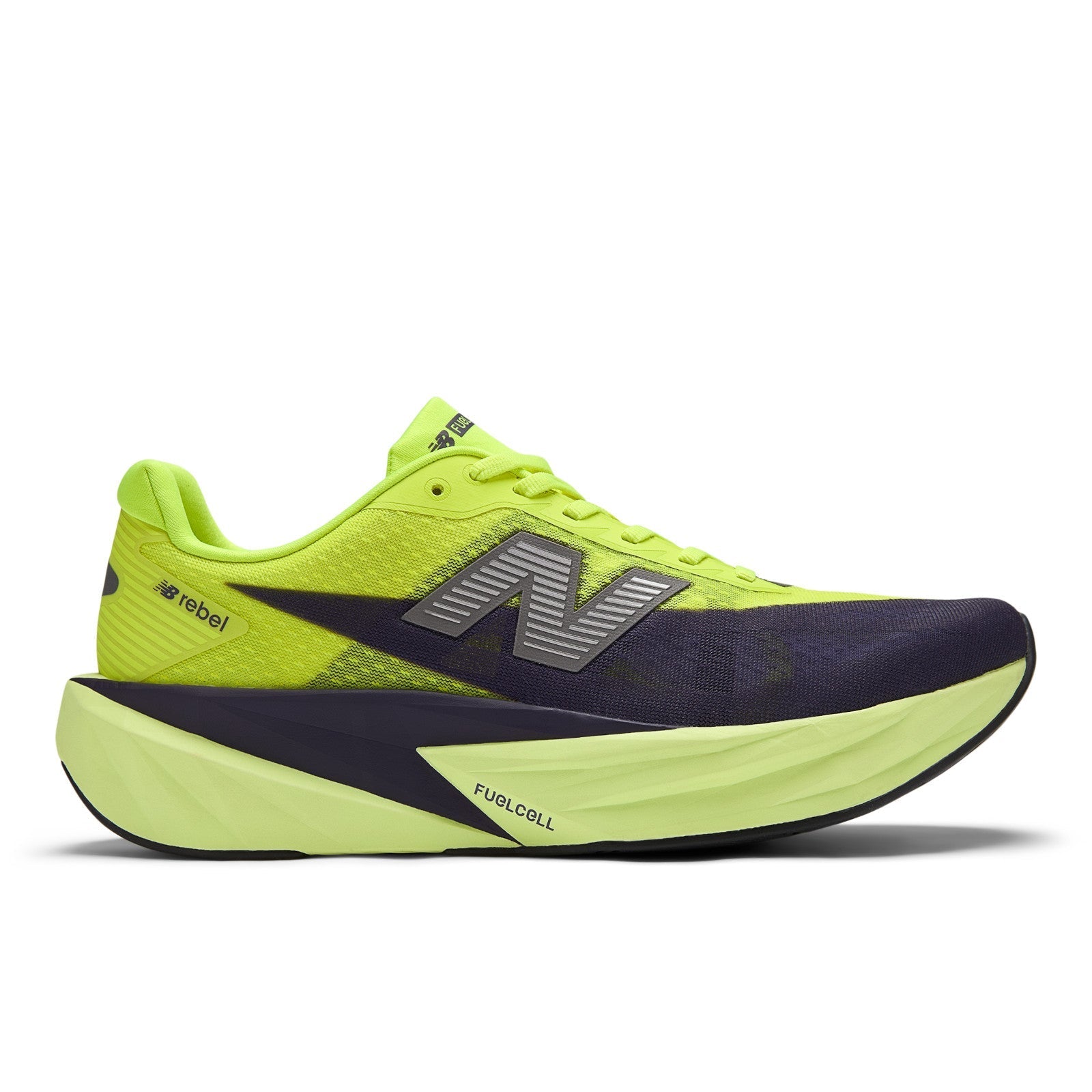 Men's FuelCell Rebel v5 in Alkaline Green with Boysenberry and Dark Silver Metallic