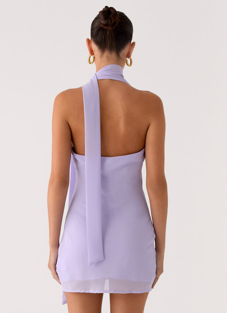 Sienna Deep V Halter Mini Dress - Purple