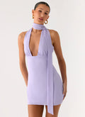 Sienna Deep V Halter Mini Dress - Purple