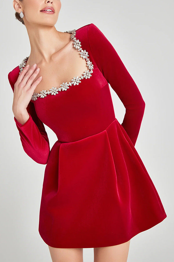 Ruby Velvet Diamond Mini Dress