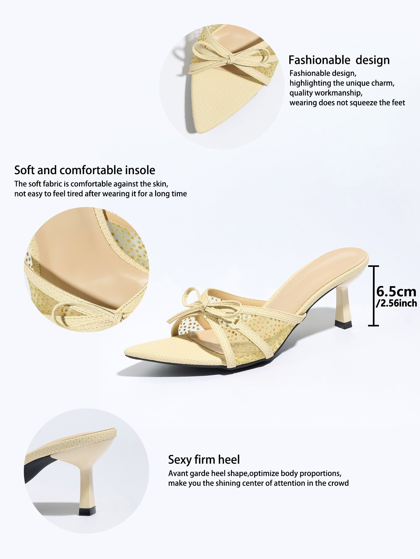 Beige Celestia Star Mesh Kitten Heels