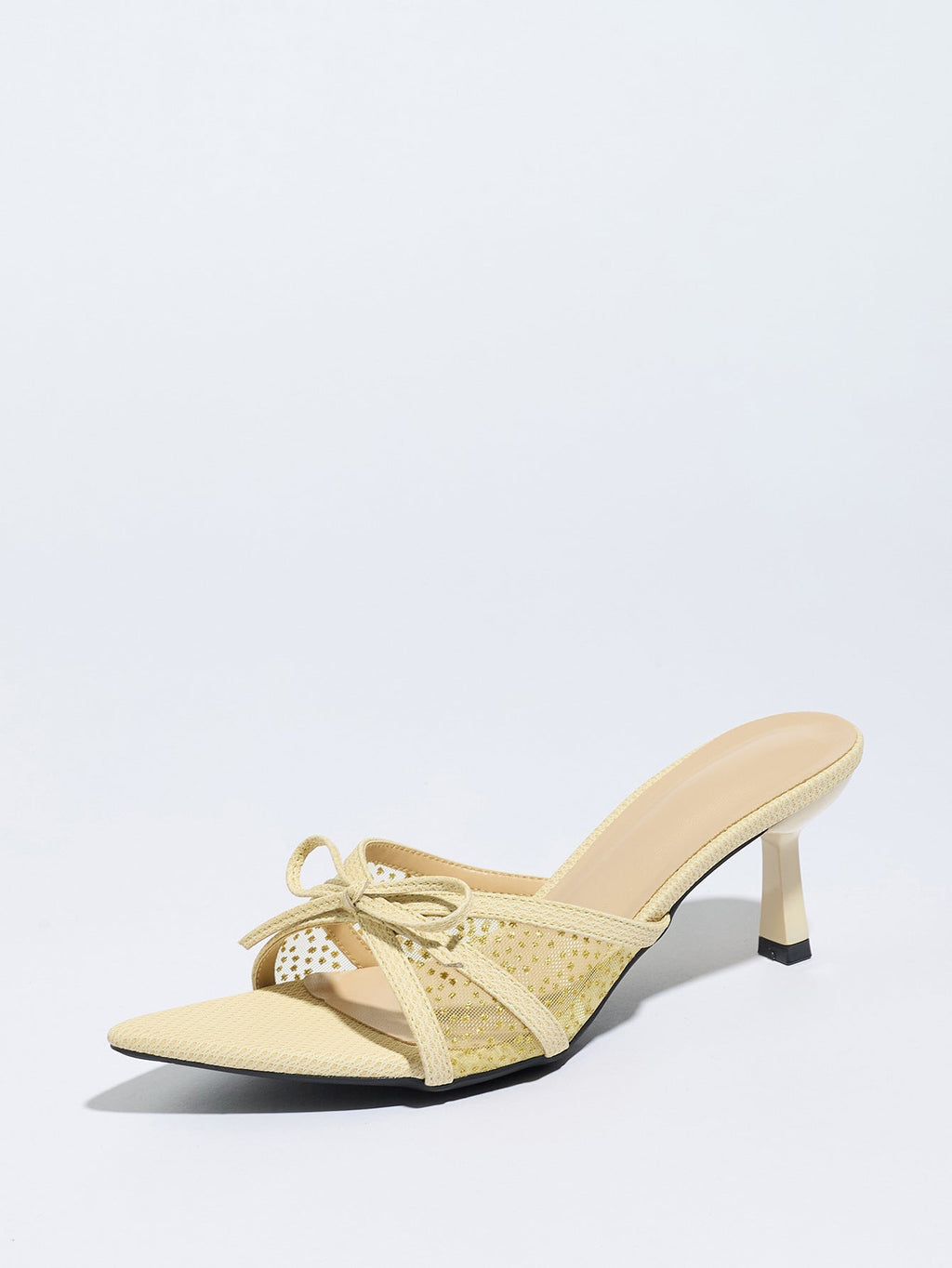 Beige Celestia Star Mesh Kitten Heels
