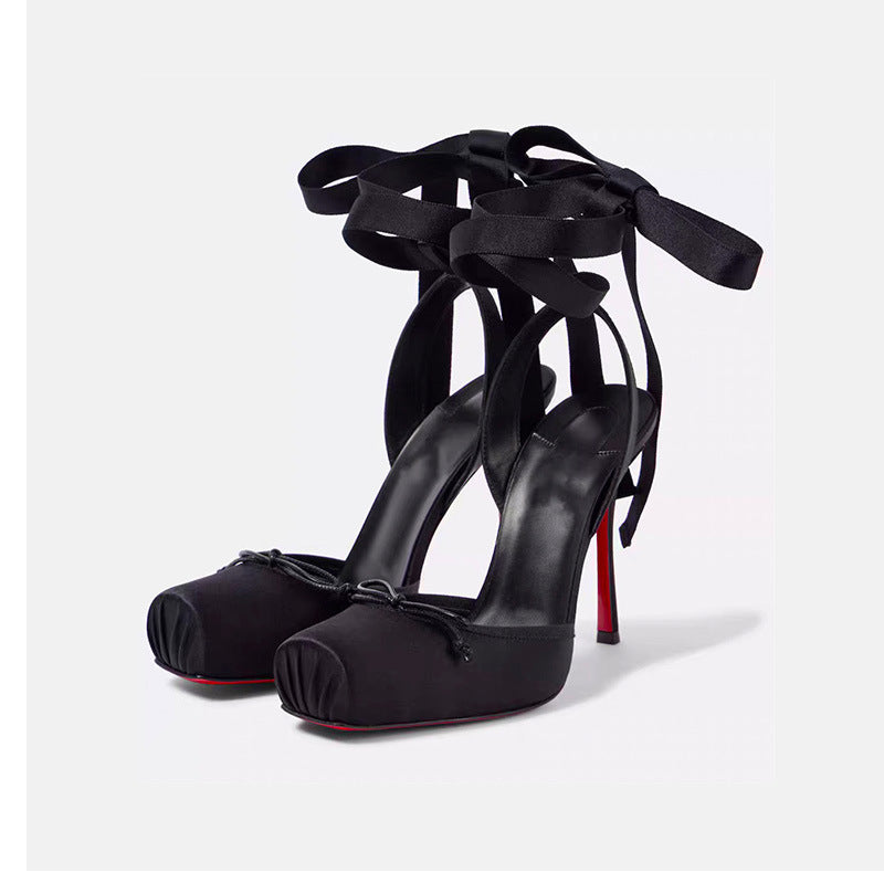 Noir Ballet Lace Heels