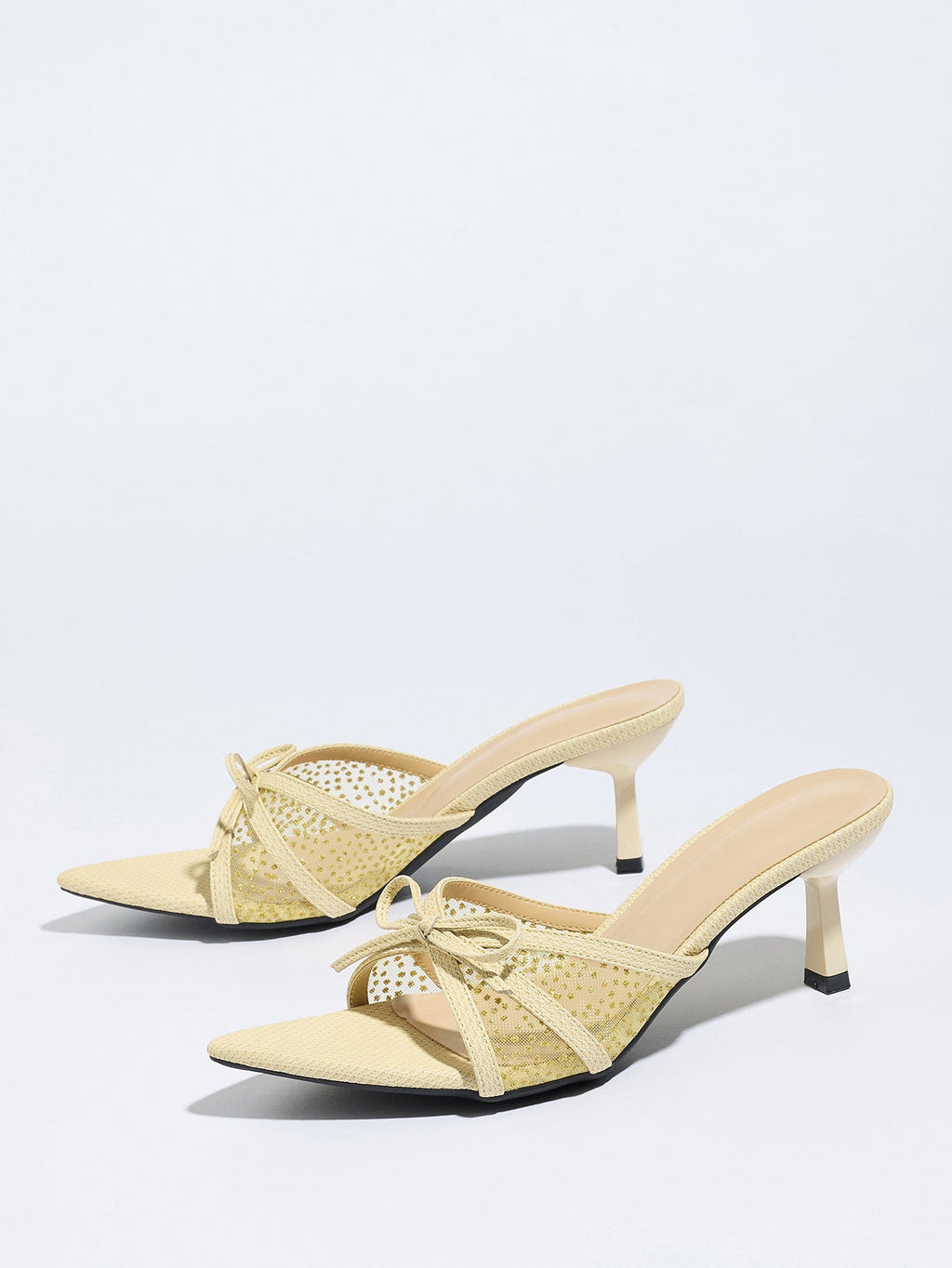 Beige Celestia Star Mesh Kitten Heels