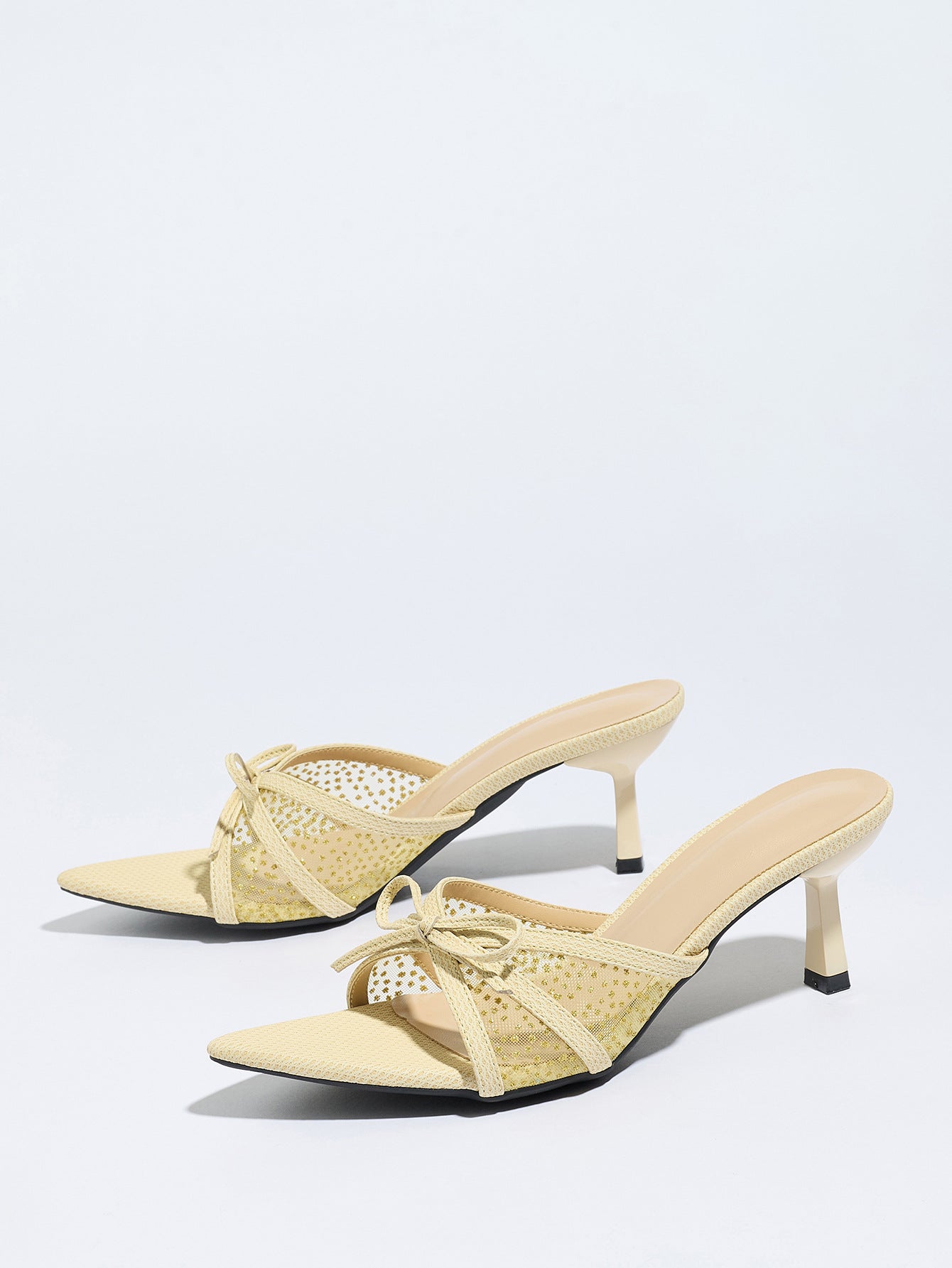 Beige Celestia Star Mesh Kitten Heels